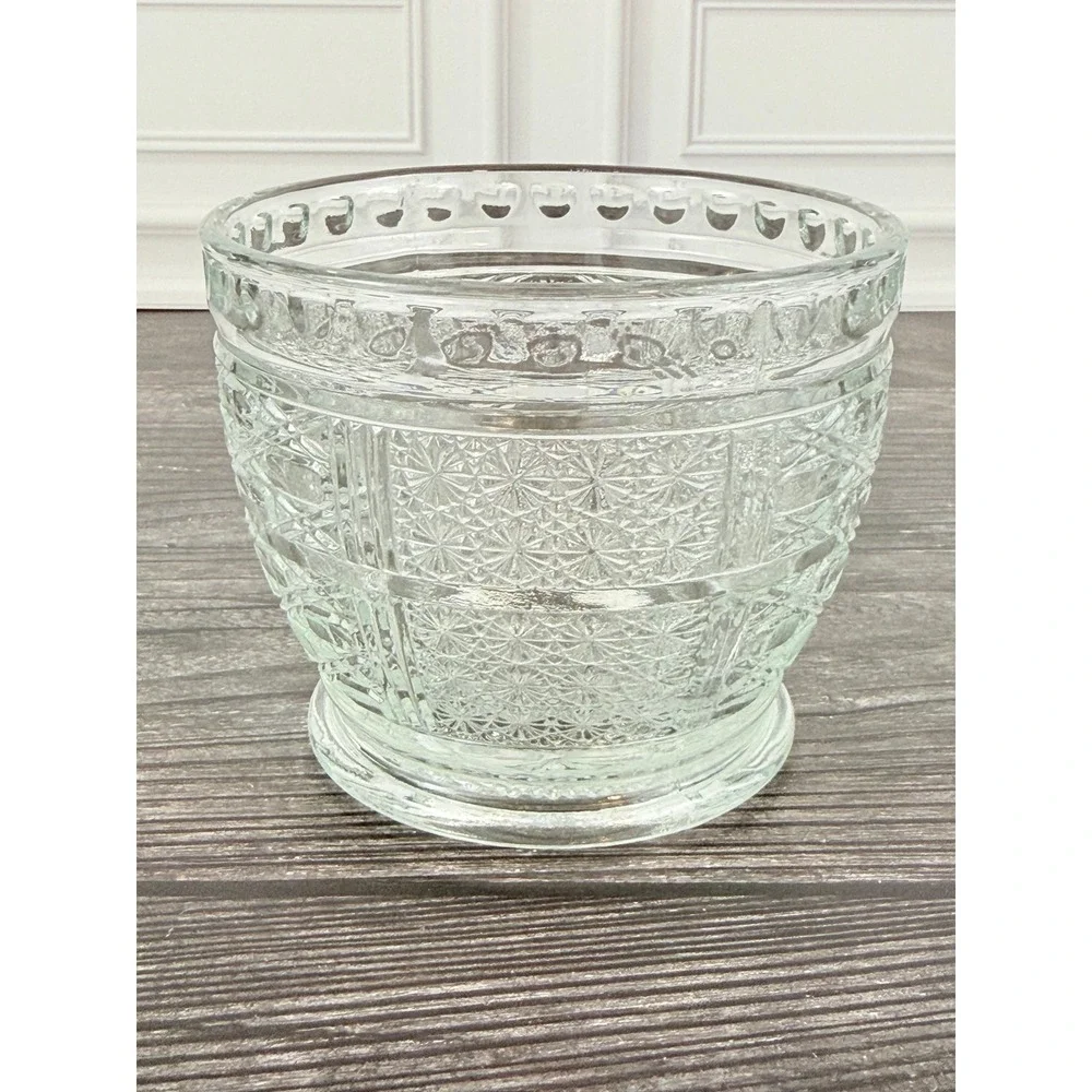 VTG Clear Patterned Depression Pressed Glass Small Bowl 4 1/4